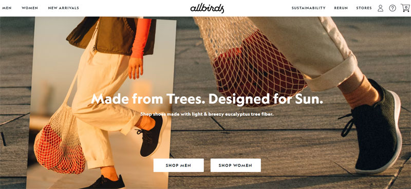 نمونه طراحی سایت allbirds