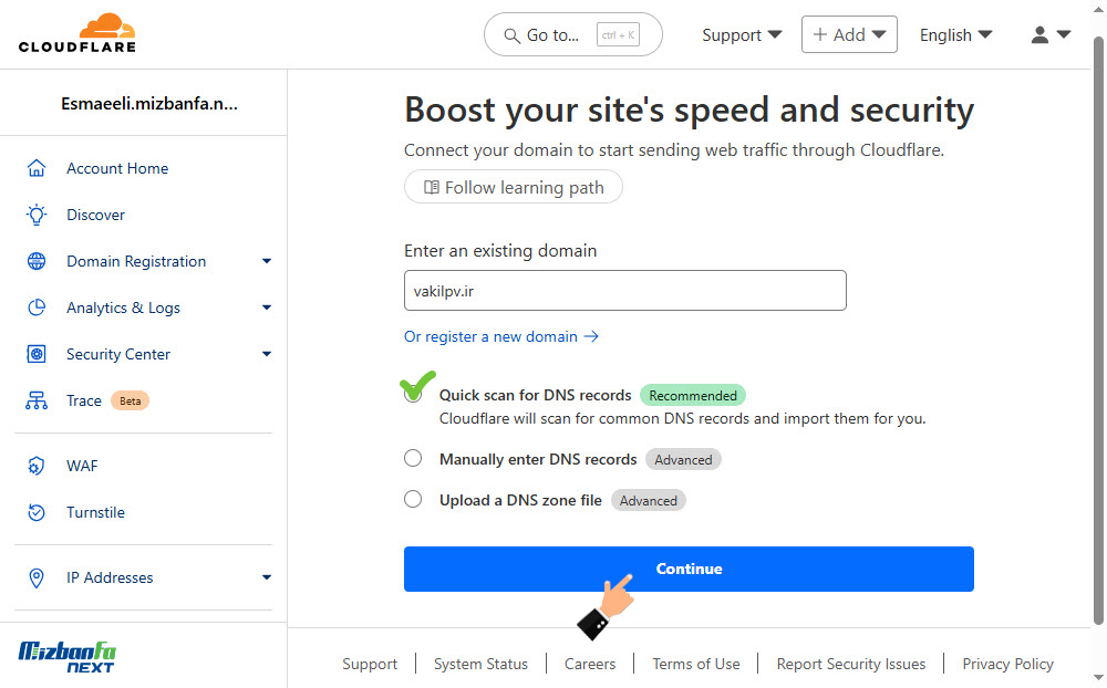 نصب cloudflare