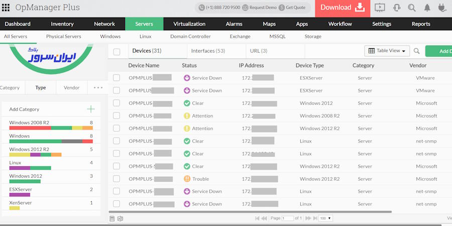 ابزار OpManager مانیتورینگ شبکه 